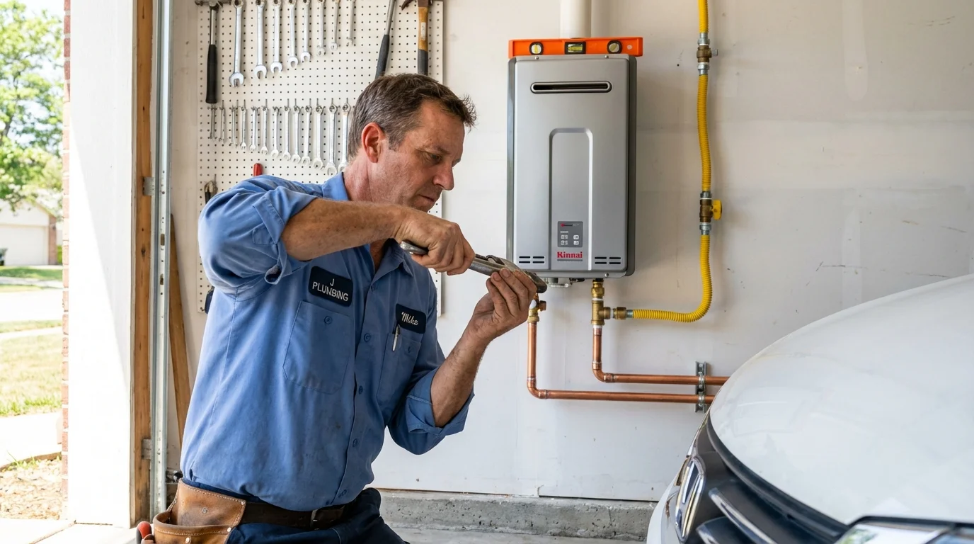 Tankless water heater installation by a Johns Plumbing LLC plumber in Colchester